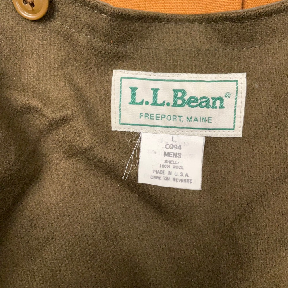 LL Bean Field Coat Mens L Olive Green Wool Liner Hunting Canvas Jacket USA VTG - Picture 6 of 13
